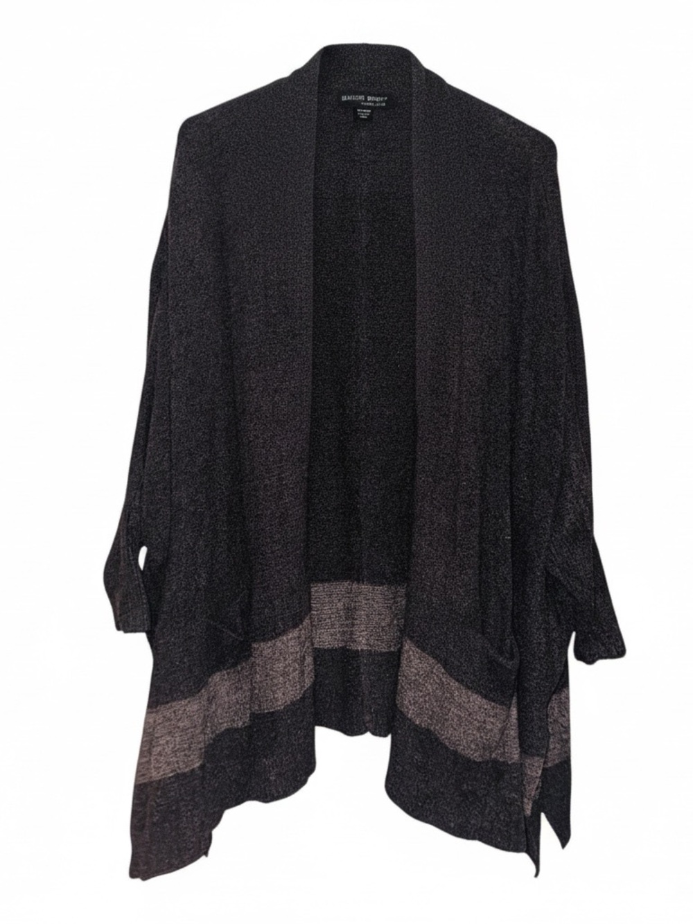 Barefoot Dreams Brown Open-Front Side Slit Dolman Sleeve Shawl Sweater Cardigan
